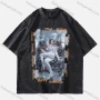 Wholesale Men's Fashion Oversized Crew Neck Short Sleeve Wash Distressed Graphic T-shirt 722# preview