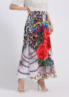 Wholesale Women's Fashion Leopard Letter Floral Graphic Pleated Elastic Waist Maxi Skirt - Liuhuamall