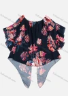 Wholesale Women's Summer Flower Print Crew Neck Asymmetrical Hem Ruffle Sleeve Top - Liuhuamall