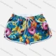 Wholesale Women's Vacation Contrast Floral Print Drawstring Beach Shorts Blue Clothing Wholesale Market Liuhua