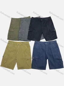 Wholesale Men's Casual Plain Flap Pockets Button Closure Shorts 28551#, LIUHUA CLOTHING WHOLESALE