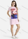 Wholesale Women's Casual Short Sleeve Round Neck Graphic Tee Dress - Liuhuamall
