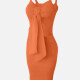 Women's Sexy Plain Bow Knot Cami Dress C607# Clothing Wholesale Market -LIUHUA