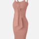 Women's Sexy Plain Bow Knot Cami Dress C629# Clothing Wholesale Market -LIUHUA
