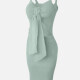 Women's Sexy Plain Bow Knot Cami Dress C645# Clothing Wholesale Market -LIUHUA