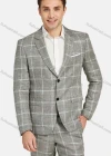 Wholesale Men's Fashion Lapel Plaid Print Single Breasted Pockets Blazer & Pants 2 Piece Suit Sets - Liuhuamall