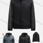Wholesale Men's Casual Striped Hooded Zipper Pockets Thermal Lined Coat A2209# preview