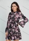 Wholesale Women's Casual Floral Print Tie Neck Bell Sleeve Short Dress - Liuhuamall