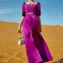 Wholesale Women's Muslim Islamic Plain Sweetheart Neck Rhinestone Tie Back Robe Dress BA7032# preview