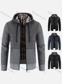 Wholesale Men's Casual Hooded Zip Long Sleeve Colorblock Jacket, LIUHUA CLOTHING WHOLESALE