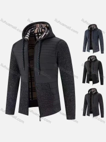 Wholesale Men's Casual Hooded Zip Long Sleeve Colorblock Jacket, LIUHUA CLOTHING WHOLESALE