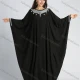 Wholesale Women's Islamic Muslim Plain Bateau Neck Embroidery Batwing Sleeve Robe Maxi Dress Black Clothing Wholesale Market Liuhua
