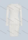 Wholesale Women's Casual 2-in-1 Mesh Lining Shirred Striped Long Sleeve Bodycon Knee Length Dress - Liuhuamall