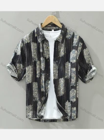 Wholesale Men's Casual Shirt Collar Allover Print Button Down Shirt 2537#, LIUHUA CLOTHING WHOLESALE