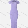 Wholesale Women's Casual Plain Notched Neck Short Sleeve Ribbed Slim Fit Knit Maxi Dress 9019# preview