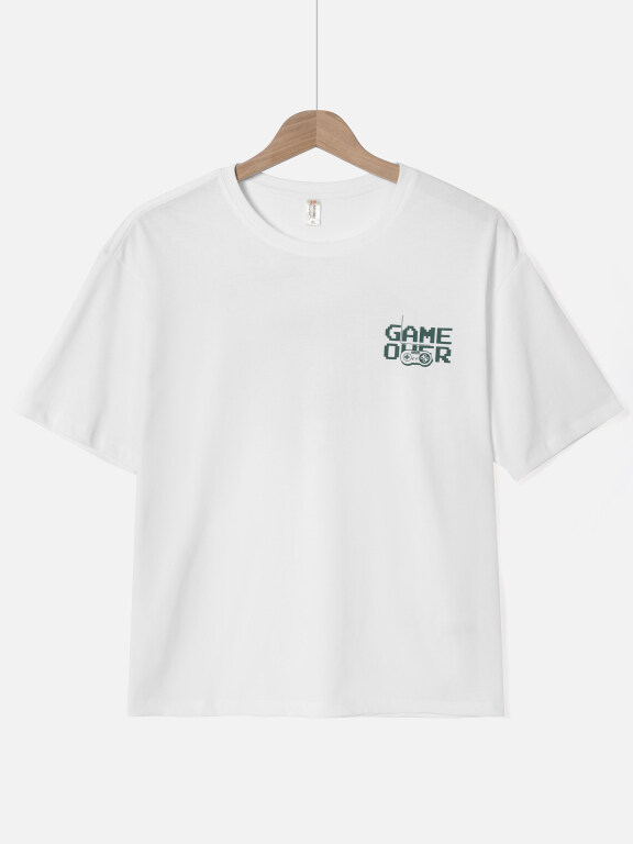 Men's Casual Round Neck Short Sleeve Plain Letter Label T-shirts T03#, Clothing Wholesale Market -LIUHUA, 
