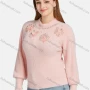 Wholesale Women's Casual Crew Neck Fleece Pearl Decro Embroidered Knit Sweater preview