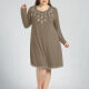 Women's Plus Size Casual Crew Neck Short Sleeve Embroidery Knee Length Dress 5# Clothing Wholesale Market -LIUHUA