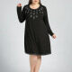 Women's Plus Size Casual Crew Neck Short Sleeve Embroidery Knee Length Dress Black Clothing Wholesale Market -LIUHUA