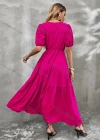 Wholesale Women's Casual Plain Square Neck Puff Sleeve High Waist Maxi Dress - Liuhuamall