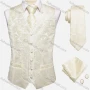 Wholesale Men's Formal Single Breasted Silky Waistcoat With Necktie & Kerchief & Cufflinks 4-piece Set preview