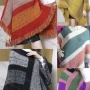 Wholesale Women's Casual Wrap V Neck Colorblock Tassel Trim Knit Cape 1831# preview