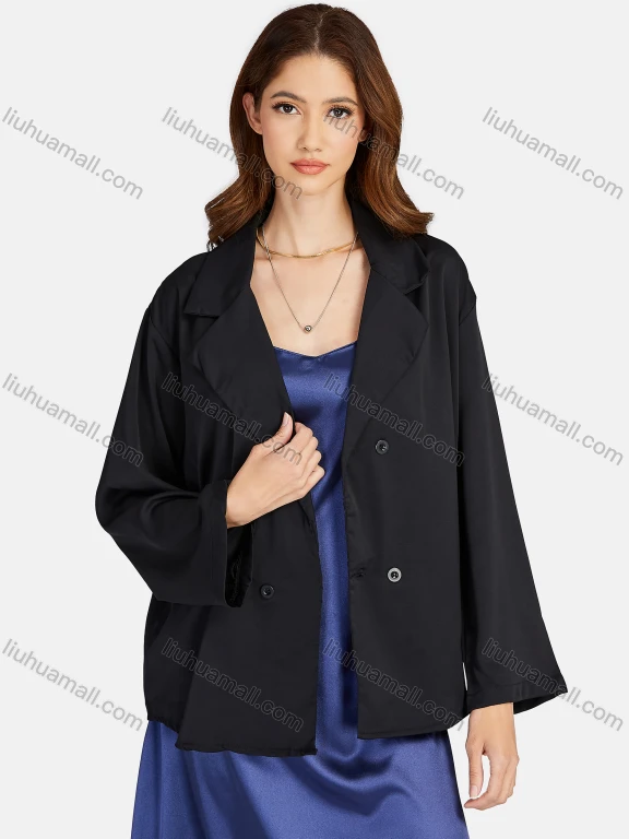 Wholesale Women's Casual Lapel Long Sleeve Double Breasted Blazer Suit Jacket 1246#