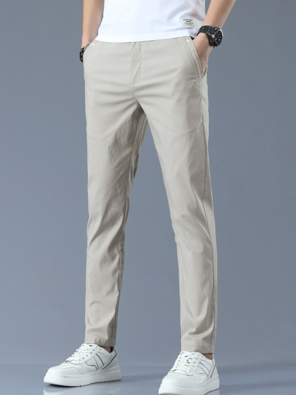 Men's Casual Drawstring Plain Straight Leg Pants, Clothing Wholesale Market -LIUHUA, Pants