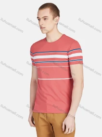 Wholesale Men's Round Neck Short Sleeve Slim Fit Striped Colorblock Casual T-shirt, LIUHUA CLOTHING WHOLESALE