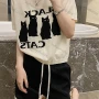 Wholesale Women's Casual Letter & Cartoon Graphic Round Neck Short Sleeve Tee 1049# preview
