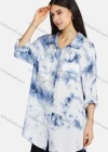 Wholesale Women's Collar Drop Shoulder Button Down Buckle Strap Cuff Flap Pockets Sequin Decor Tie Dye Curved Hem Tunic - Liuhuamall