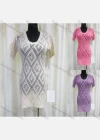 Wholesale Women's Casual Round Neck Short Sleeve Hollow Out Plain Knit Cover Up Dress - Liuhuamall