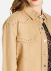 Wholesale Women's Loose Fit Long Sleeve Double Flap Pocket Rivets Plain Overshirt - Liuhuamall