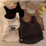 Wholesale Women's Casual Letter Print Curved Hem Crop Tank Top preview