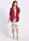 Wholesale Women's Elegant Half Sleeve Sheer Ruffle Hem Cardigan Floral Print Sleeveless Pencil Dress 2 Piece Set - Liuhuamall