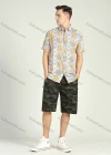 Wholesale Men's Vacation Short Sleeve Allover Tropical Print Button Front Casual Shirt - Liuhuamall