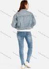 Wholesale Women's Casual Long Sleeve Letter Print Button Down Distressed Crop Denim Jacket - Liuhuamall