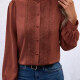 Women's Casual Plain Embroidery Stand Collar Long Sleeve Buttons Down Blouse Red Clothing Wholesale Market -LIUHUA
