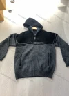 Wholesale Men's Casual Colorblock Striped Long Sleeve Zipper Drawstring Hooded Thermal Jacket - Liuhuamall