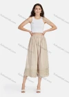 Wholesale Women's Casual Plain Eyelet Embroidered Lace Tiered Cropped Pants 56111# - Liuhuamall