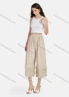 Wholesale Women's Casual Plain Eyelet Embroidered Lace Tiered Cropped Pants 56111# - Liuhuamall