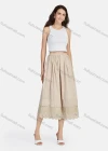 Wholesale Women's Casual Plain Eyelet Embroidered Lace Tiered Cropped Pants 56111# - Liuhuamall