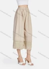 Wholesale Women's Casual Plain Eyelet Embroidered Lace Tiered Cropped Pants 56111# - Liuhuamall
