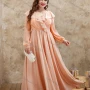 Wholesale Women's Elegant Shawl Collar Ruffle Trim Empire Hem Evening Dress preview