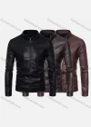 Wholesale Men's Fashion Moto Stand Collar Zipper Pockets Zipper Leather Jacket - Liuhuamall