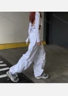 Wholesale Women's Fashion Plain Drawstring Pockets High Waist Pants - Liuhuamall