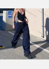 Wholesale Women's Fashion Plain Drawstring Pockets High Waist Pants - Liuhuamall