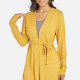 Women's Casual Plain Long Sleeve Lace Cardigan Yellow Clothing Wholesale Market -LIUHUA