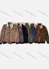 Wholesale Men's Suede Long Sleeve Detachable Fuzzy Collar Bomber Jackets 2990# - Liuhuamall