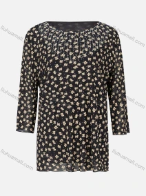 Wholesale Women's Casual Round Neck 3/4 Sleeve Rhinestone Allover Print T-Shirt, LIUHUA CLOTHING WHOLESALE